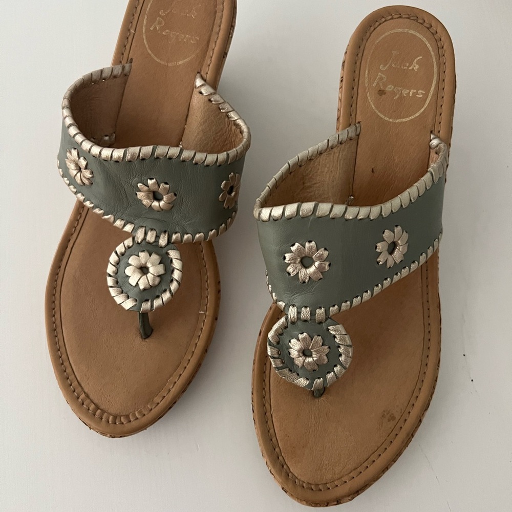 Jack Rogers Women's Gray/Green heeled Sandals